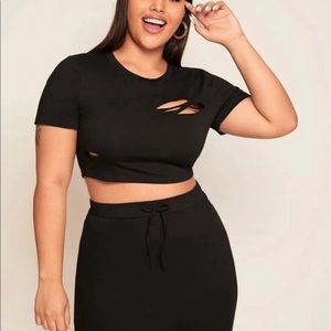 Crop top with matching skirt